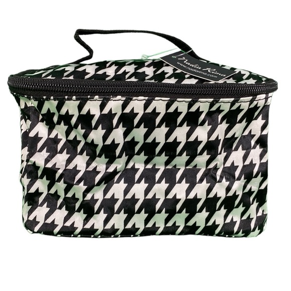 Nadia Rima Black and White Houndstooth Print Collapsable Makeup Bag - Picture 1 of 15